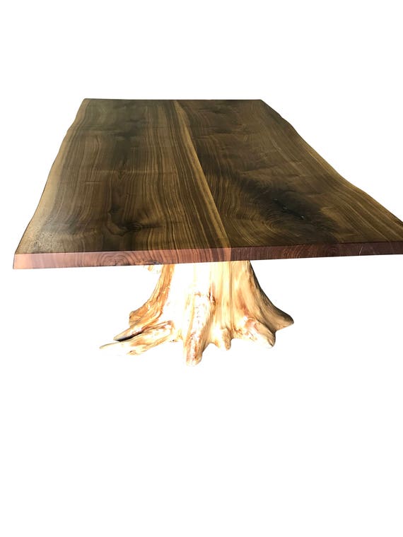 Live Edge Dining Table With Hand Crafted Custom Pedestal Base Live Edge Dining Table With Hand