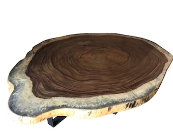 Round Coffee Table, Live Edge Round Coffee Table, Live Edge table exotic coffee table, Live edge with steel base