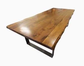 Live Edge Walnut Dining Table with Modern Steel Legs, Walnut Dining Table, Choose your legs, Custom Table, Custom Walnut Table