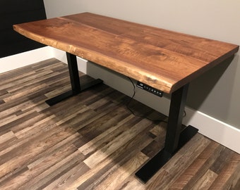 Power Lifted Live Edge Desk, Power Lifted, Stand Up Desk, Live Edge Stand Up Desk, Adjustable Desk, Office Desk, Home Office