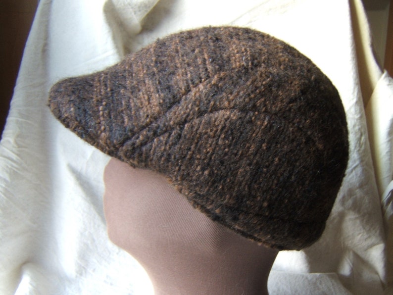 Unisex peaked cap Felted alpaca wool peaked hat Alpaca peaked cap Brown /& black alpaca hat