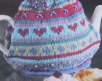 Funky Tea Cosy Fair Isle Style with Pom Pons