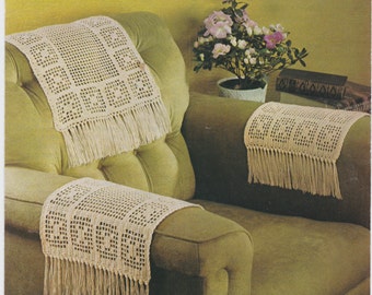 50s Vintage Striped Settee Sofa Chair Back And Arm Protector Etsy