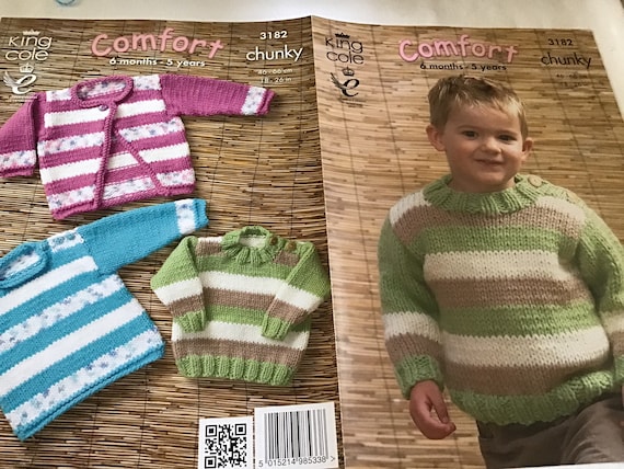 Baby Comfort Aran Knitting Pattern King Cole Knitted Jacket Bolero Sweater 3134