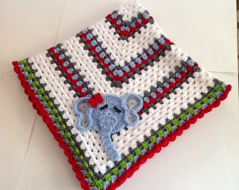 Crochet Elephant Baby Blanket-Crochet Baby Blanket - Baby Blanket - Handmade Baby Blanket - Baby Elephant