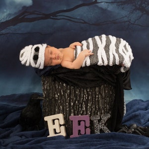 Crochet Newborn Baby Halloween Mummy Cocoon Set