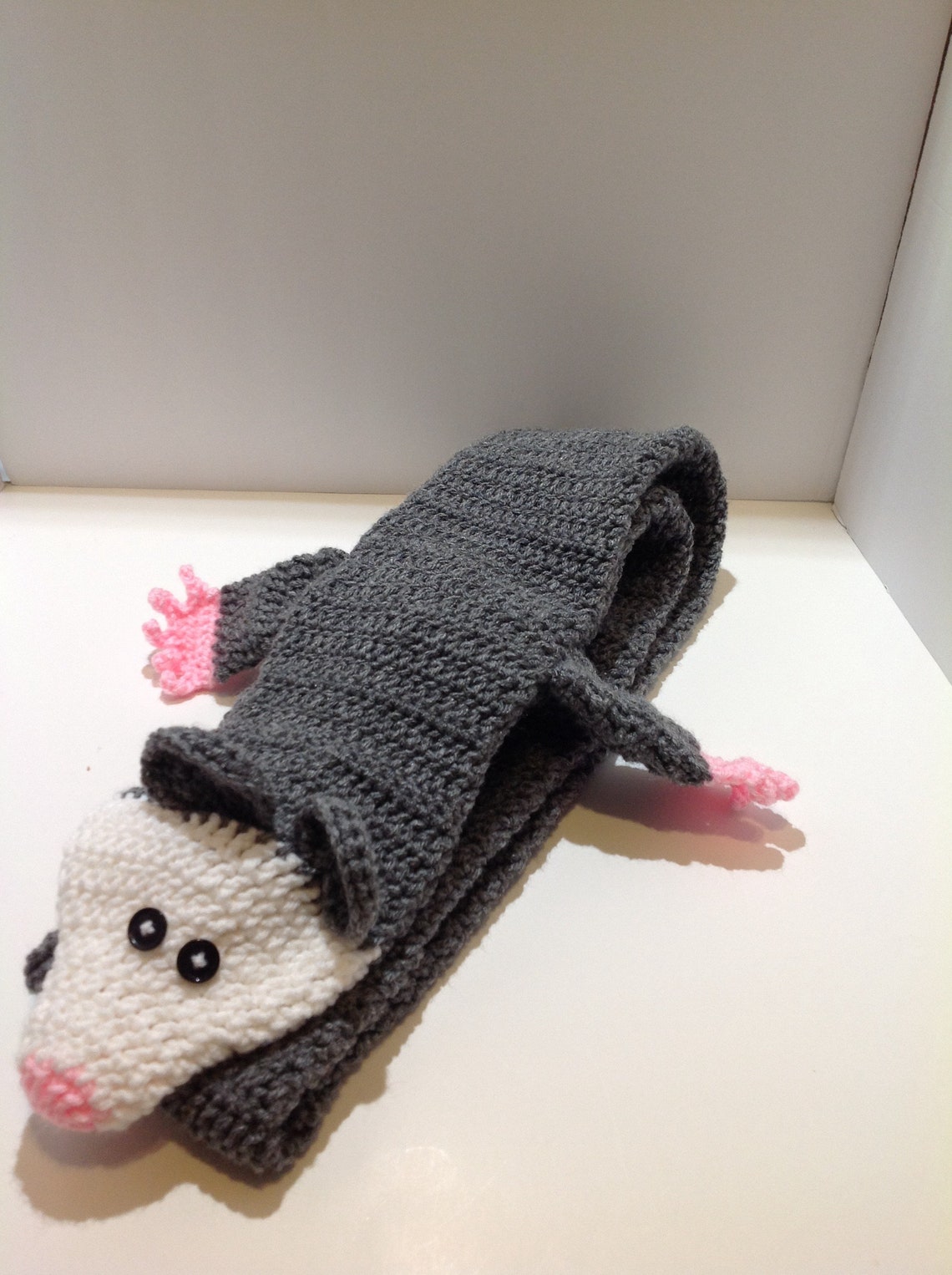 Crochet Opossum Animal Scarf Animal Scarf Extra Long Scarf Etsy