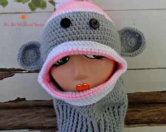 Crochet Sock Monkey Ski Mask