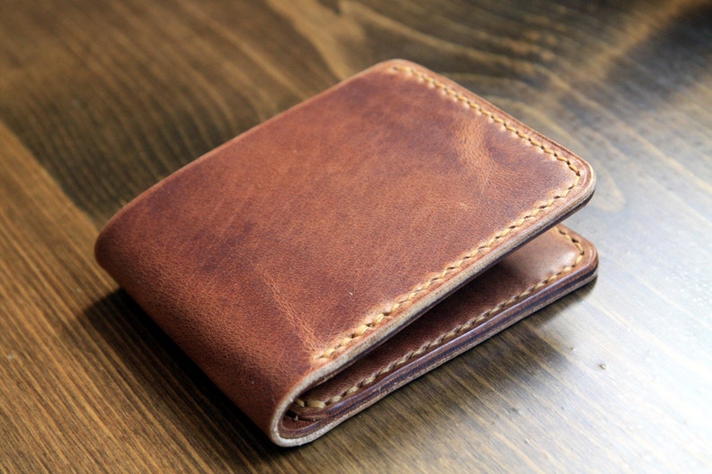 Traditional Leather Bifold Wallet horween Dublin Natural Etsy