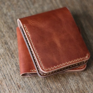 Cartera tradicional de cuero plegable (Horween Dublin, natural)