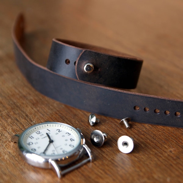 Leather watch strap for Timex Weekender - Dark Brown Crazyhorse