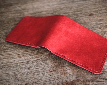 Traditional Leather Bifold Wallet - Badalassi Carlo Red Pueblo  and Horween Black Chromexcel