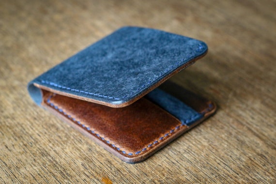 Traditional Leather Bifold Wallet Badalassi Carlo Navy | Etsy