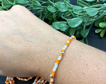 Tennessee Vols Bracelet - Gold Filled or Sterling Silver Accent Beads - water proof!