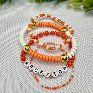 Tennessee Bracelet Stack- Set of 4 Bracelets - Go Vols bracelet set -  Bracelets - Orange and White Bracelets