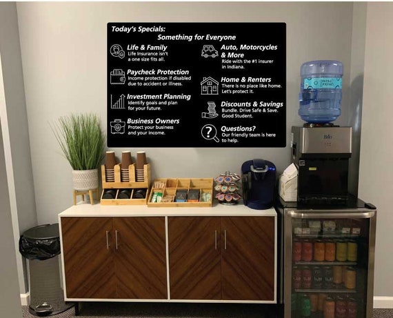 Insurance Menu Sign for Office Coffee Station 1 8 Thick PVC or