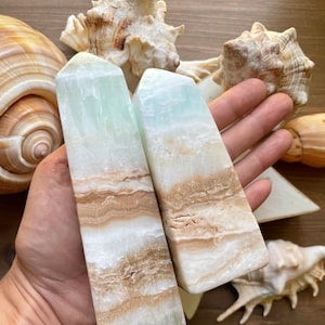 Caribbean Calcite Towers - Caribbean Towers - Crystal Towers - Calcite Towers - Rocks and Minerals - Seafoam Calcite