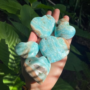 Blue Aragonite Heart: Calming Meditation Stone, Metaphysical Gift