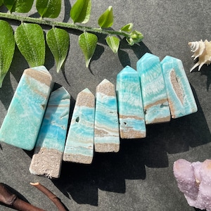 Blå aragonit Smithsonit-torn: Aqua Crystal Point, meditationssten