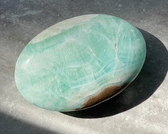 Caribbean Calcite Palm Stone, Green Aragonite Calcite, Meditation Stone, You Choose, Rocks and Minerals, Spiritual Gift, Ocean Decor