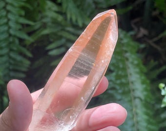 Raw Pink Lemurian Crystal Point: 100 grams, 4.1"
