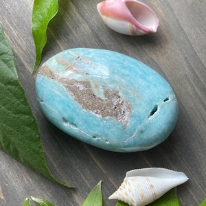 Aragonite, Aragonite Palm Stone, Blue Green Aragonite, Blue Aragonite, Palm Stones, Meditation Stone, Rocks and Minerals