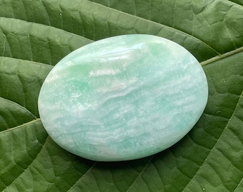 Caribbean Green Calcite Palm Stone, Green Aragonite Palm Stone, Aragonite Palm Stone, Green Aragonite, Meditation Stone, Rocks and Minerals