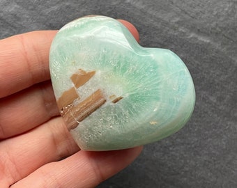 Caribbean Calcite Heart, Ocean Green Calcite, Green Crystals, Meditation Stone, Rocks and Minerals, Positive Vibes