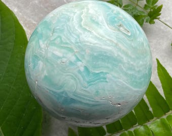 Large Caribbean Calcite Sphere: Beach Home Decor Crystal Gift