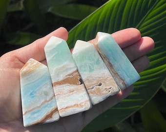 Caribbean Calcite Tower: Aqua Blue Green Obelisk (Mini/Small)