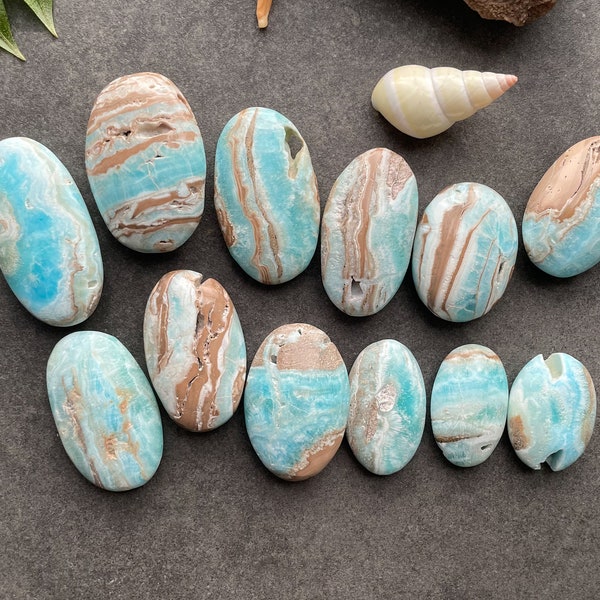 Blue Aragonite Palm Stone, You Choose, Meditation Crystals, Rocks and Minerals, Metaphysical Gift, Beach Vibes