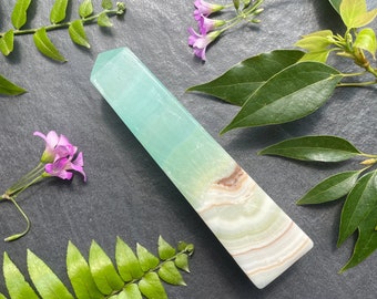 Pistachio Calcite Tower, Green Seafoam Calcite, Rocks and Minerals, Crystal Obelisk, Metaphysical Gift, Positive Energy, Ocean decor