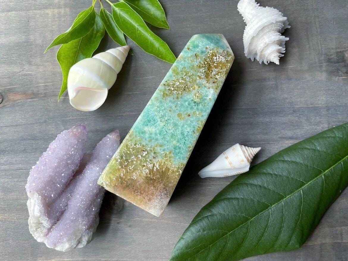 Smithsonite Tower, Blue Green Aragonite Smithsonite, Crystal Tower, Rocks and Geodes, Healing Stone, Ready To Gift, Crystal Gift, Rare Stone