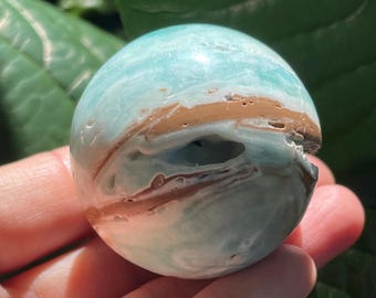 Blue Aragonite Sphere: Calming Crystal, Metaphysical Gift, 1.8"