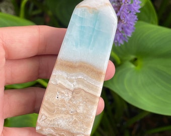 Caribbean Calcite Tower: Pastel Aragonite Crystal Obelisk
