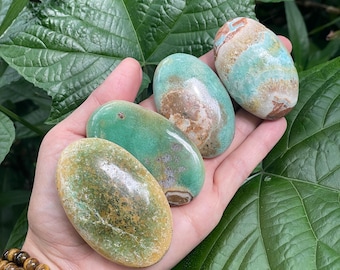 Smithsonite Palm Stones, Green smithsonite, Blue green crystals, Rocks and Minerals, Meditation Stone, You Choose, Smithsonite Aragonite