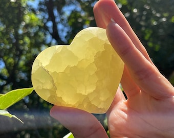 Lemon Calcite Heart You Choose Yellow Calcite Healing Crystal Rocks and Minerals Metaphysical Gift Solar Plexus Chakra