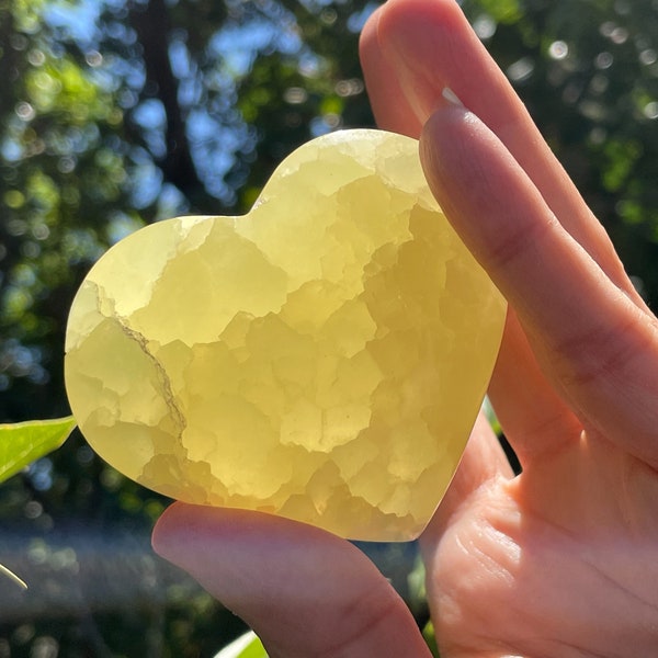 Lemon Calcite Heart You Choose Yellow Calcite Healing Crystal Rocks and Minerals Metaphysical Gift Solar Plexus Chakra