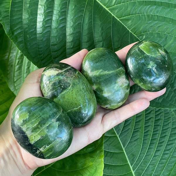 Tremolite Palm Stones - Green Healing Stones - Meditation Tool - Mind Body Spirit - Metaphysical Gifts - Peace and Serenity - Sleep Crystal
