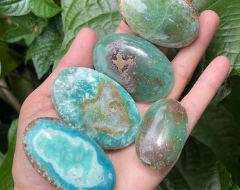 Smithsonite Palm Stones, Green smithsonite, Blue green crystals, Rocks and Minerals, Meditation Stone, You Choose, Smithsonite Aragonite