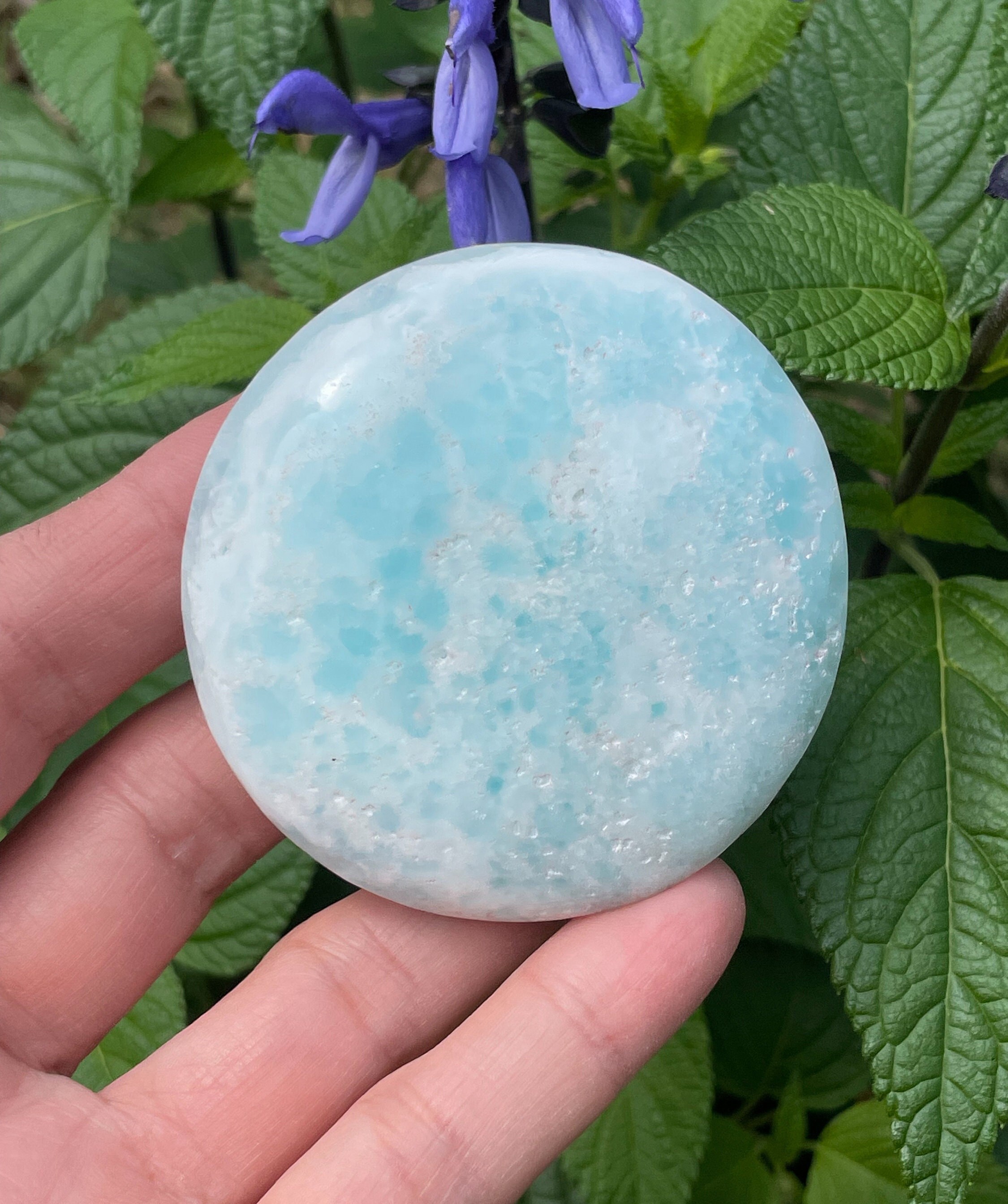 Caribbean Calcite Palm Stone, Seafoam Calcite, Meditation Crystal, Rocks and minerals, Calming Crystals, Spiritual Gift, Calcite Palm Stones