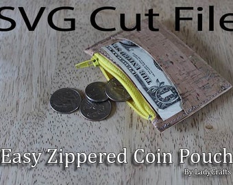 Easy Zippered Coin Pouch SVG cut file