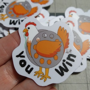 You Win Bobbin Chicken Sticker - Sewing Themed Sticker - Sewing Sticker