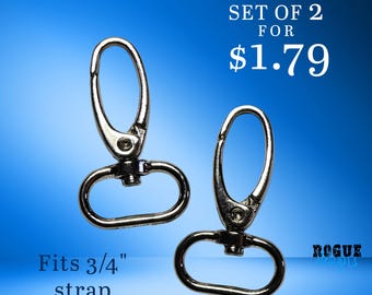 Silver Lobster Claw Swivel Clasps – 3/4" Straps, Keychains (Set of 2)