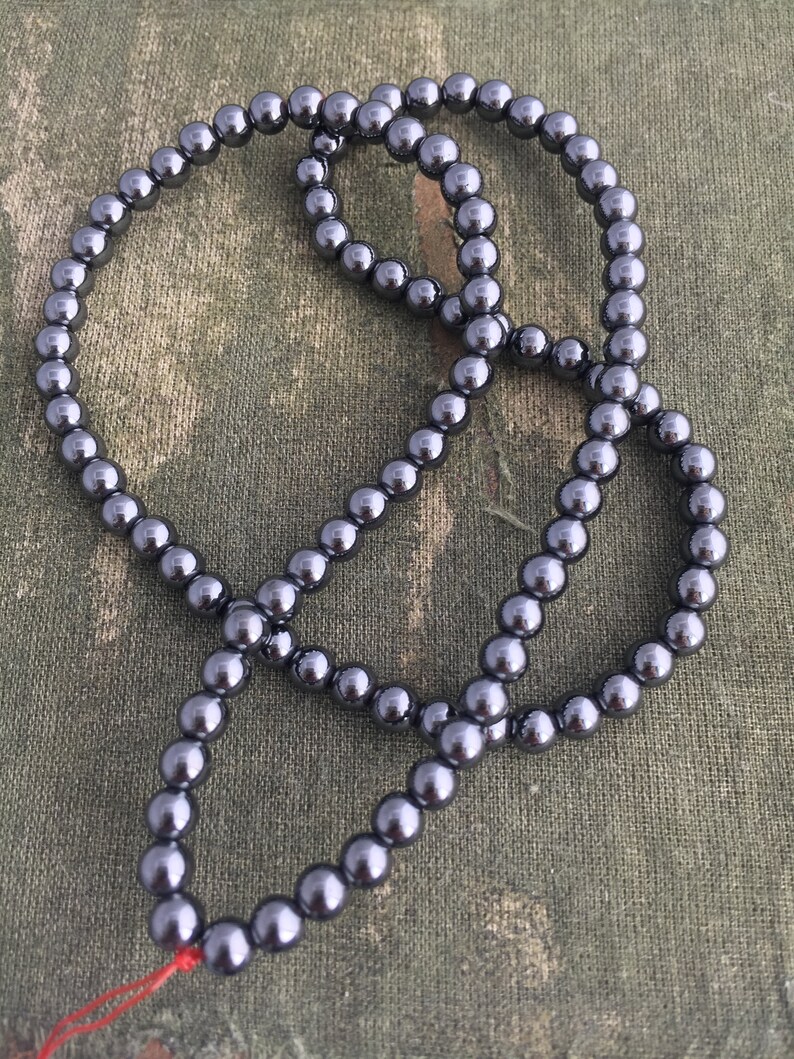 Round Beads 6mm Grey 12 Pcs Gemstones Jewellery Making Non Magnetic Hematite