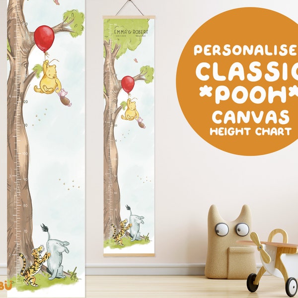 Personalized Vintage Winnie the Pooh / Classic Pooh & Friends height chart | Growth Chart, keepsake, baby shower, timeless gift, nursery