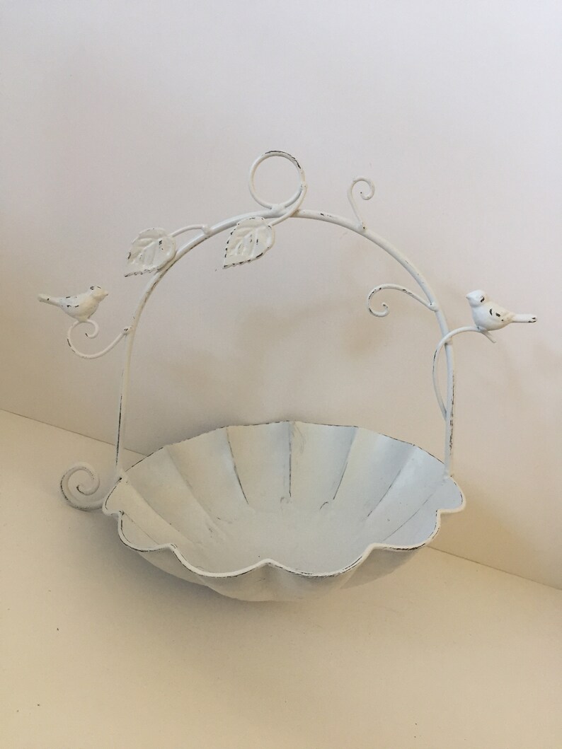 Hanging Metal Bird Feeder Shabby Chic Grey