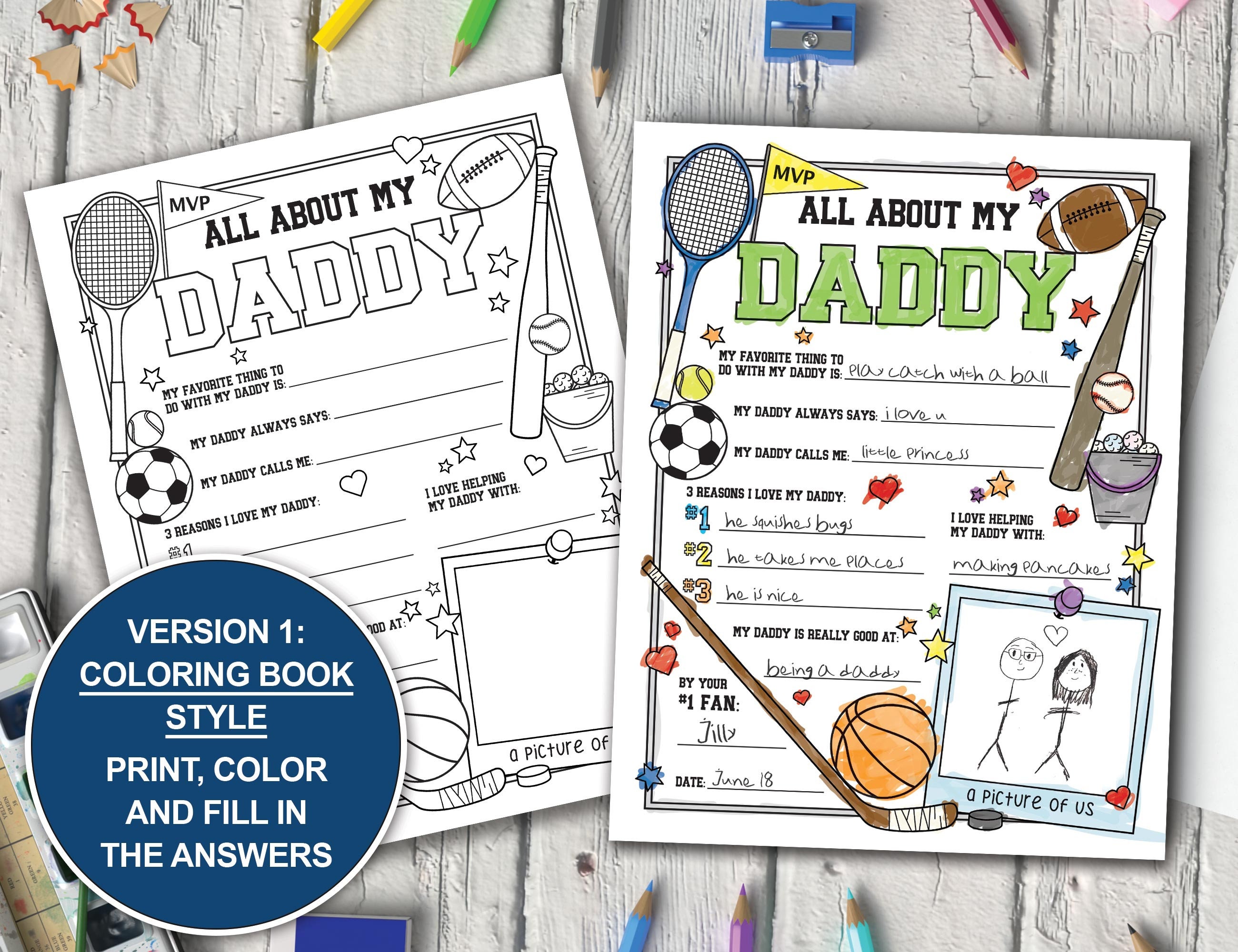 All About My Dad Printable, Personalized DIY Gift for Daddy, Fill in ...