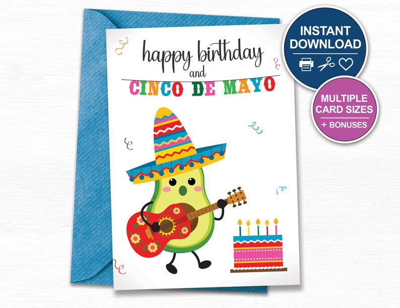 Cinco De Mayo Birthday Card, May 5th Printable Card, Happy Birthday on