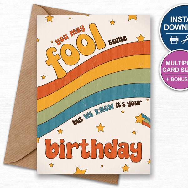 April Fools Birthday Card | April First (1st) Printable Card | Bonus Stickers and Postcard